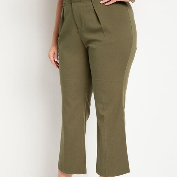 Eloquii Pants - Eloquii Plus Size 20 High Rise Flare CropTrouser Pants Olive Green